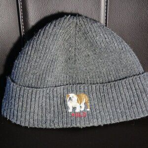Polo By Ralph Lauren Beanie Hat Grey Bull Dog